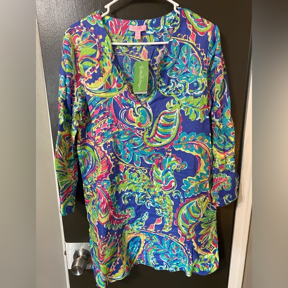 Lilly Pulitzer Marco Island Toucan Play Linen Tunic - M - Picture 3 of 6